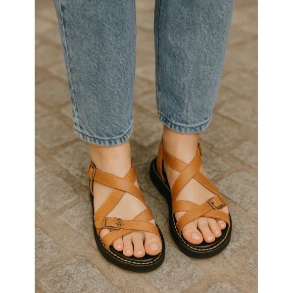 MAGO Leather Sandals Brown | Comfort Strappy Slides | Size 39 EU / 8.5 US - Picture 14 of 14
